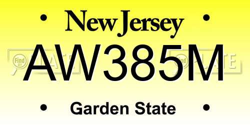 AW385M New Jersey License Plate