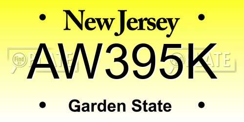 AW395K New Jersey License Plate