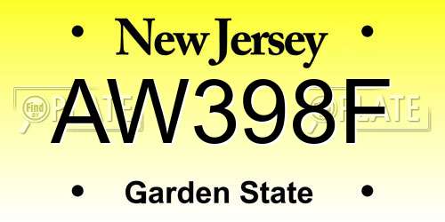 AW398F New Jersey License Plate
