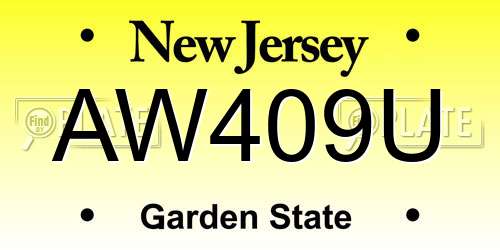 AW409U New Jersey License Plate