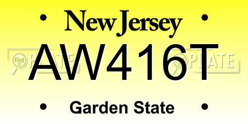 AW416T New Jersey License Plate