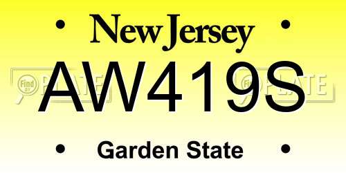 AW419S New Jersey License Plate