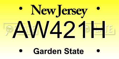 AW421H New Jersey License Plate