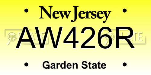 AW426R New Jersey License Plate