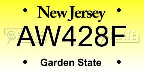AW428F New Jersey License Plate