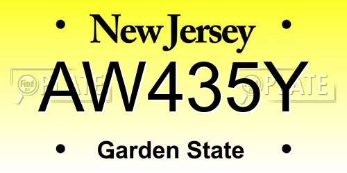 AW435Y New Jersey License Plate