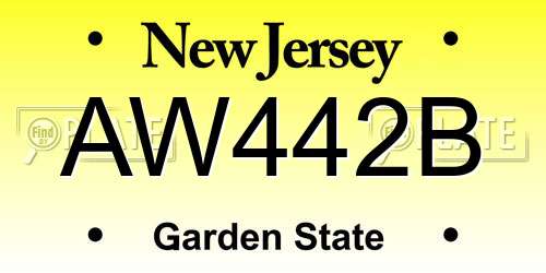 AW442B New Jersey License Plate