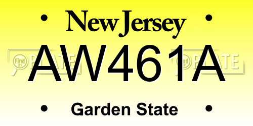 AW461A New Jersey License Plate