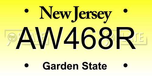 AW468R New Jersey License Plate