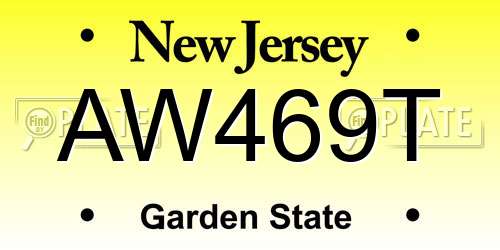 AW469T New Jersey License Plate