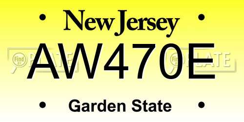 AW470E New Jersey License Plate