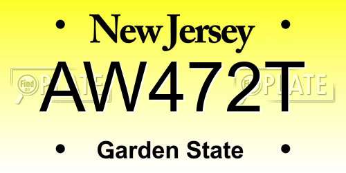 AW472T New Jersey License Plate
