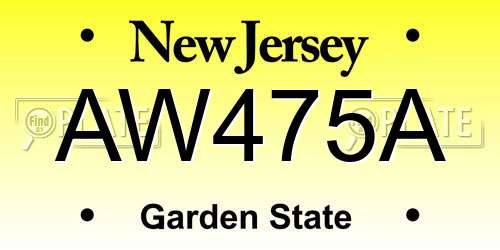 AW475A New Jersey License Plate