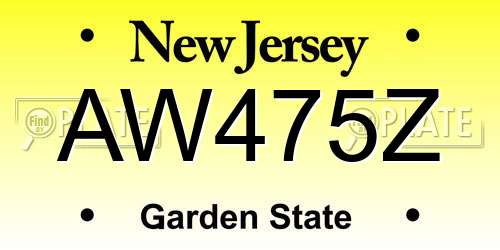 AW475Z New Jersey License Plate
