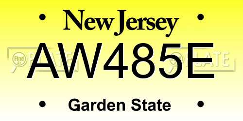 AW485E New Jersey License Plate