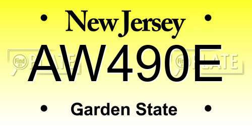 AW490E New Jersey License Plate