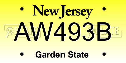 AW493B New Jersey License Plate