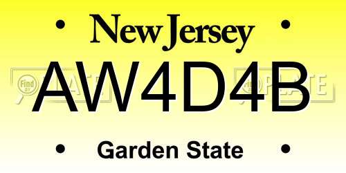 AW4D4B New Jersey License Plate