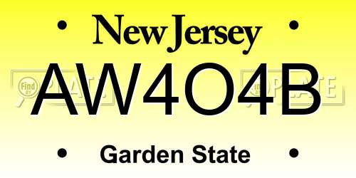 AW4O4B New Jersey License Plate