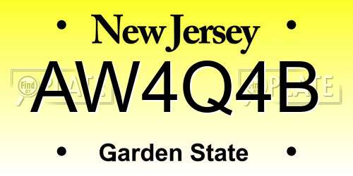 AW4Q4B New Jersey License Plate