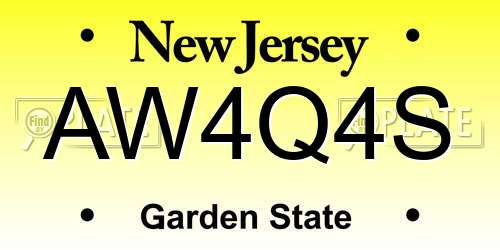 AW4Q4S New Jersey License Plate