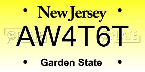 AW4T6T New Jersey License Plate