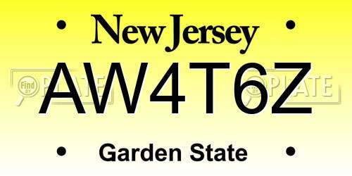 AW4T6Z New Jersey License Plate