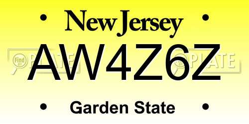 AW4Z6Z New Jersey License Plate