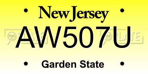 AW507U New Jersey License Plate