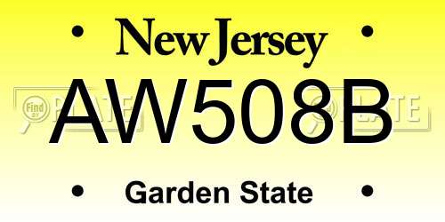 AW508B New Jersey License Plate