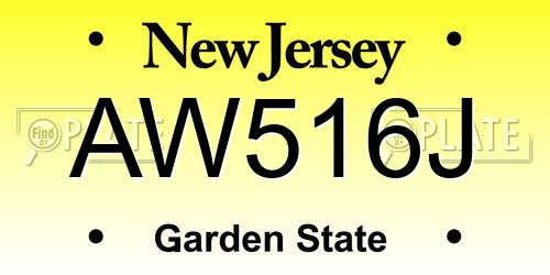 AW516J New Jersey License Plate