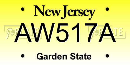 AW517A New Jersey License Plate