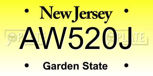 AW520J New Jersey License Plate