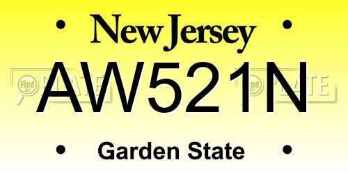 AW521N New Jersey License Plate