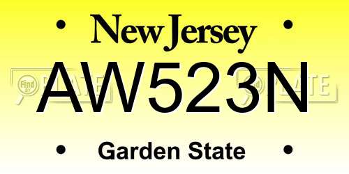 AW523N New Jersey License Plate