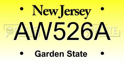 AW526A New Jersey License Plate