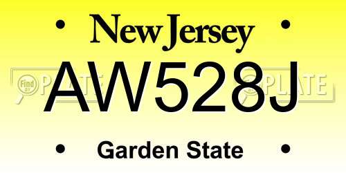 AW528J New Jersey License Plate