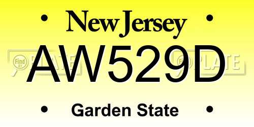 AW529D New Jersey License Plate