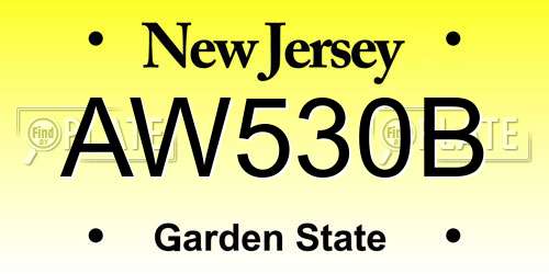 AW530B New Jersey License Plate