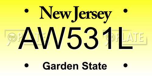 AW531L New Jersey License Plate