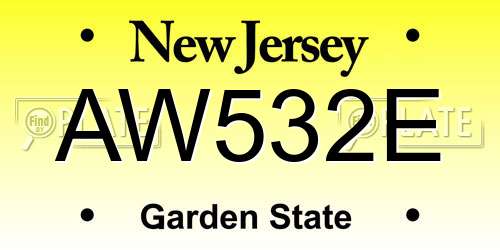 AW532E New Jersey License Plate