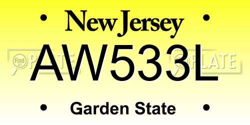 AW533L New Jersey License Plate
