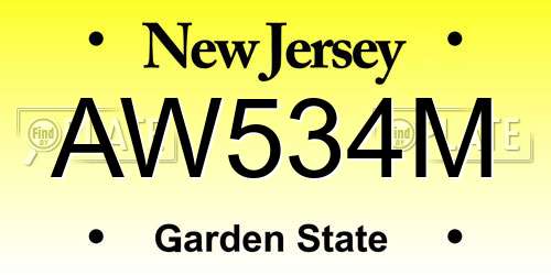 AW534M New Jersey License Plate