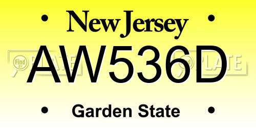 AW536D New Jersey License Plate