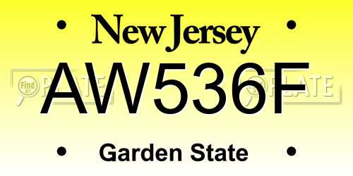 AW536F New Jersey License Plate