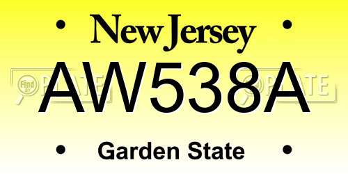 AW538A New Jersey License Plate