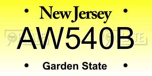 AW540B New Jersey License Plate