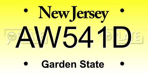 AW541D New Jersey License Plate