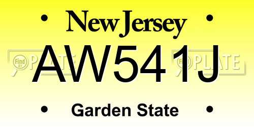 AW541J New Jersey License Plate