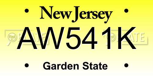 AW541K New Jersey License Plate